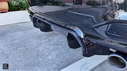 BMW M5C M5 F90 (Fits both Pre-LCI & LCI) 2018 2019 2020 2021 2022 2023 2024 with Aftermarket Parts - Center Rear Diffuser Replacement Carbon Fiber from Geex Village