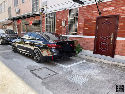 BMW M5C M5 F90 (Fits both Pre-LCI & LCI) 2018 2019 2020 2021 2022 2023 2024 with Aftermarket Parts - Center Rear Diffuser Replacement Carbon Fiber from Geex Village
