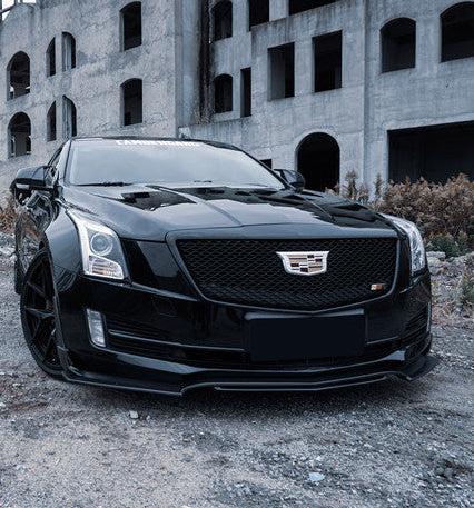 Cadillac ATS Turbo Luxury Performance Premium 2015 2016 2017 2018 2019 with Aftermarket Parts - Front Lip & Air Diverter Canards Carbon Fiber from Geex Village