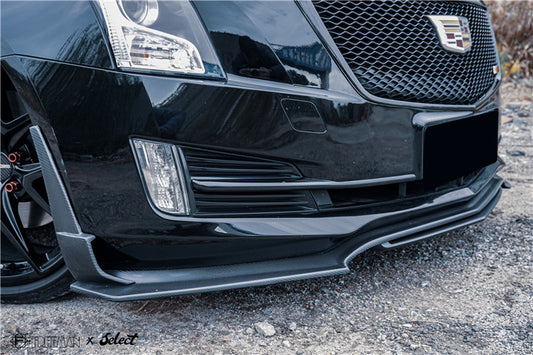 Cadillac ATS Turbo Luxury Performance Premium 2015 2016 2017 2018 2019 with Aftermarket Parts - Front Lip & Air Diverter Canards Carbon Fiber from Geex Village