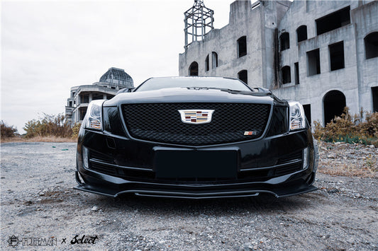 Cadillac ATS Turbo Luxury Performance Premium 2015 2016 2017 2018 2019 with Aftermarket Parts - Front Lip & Air Diverter Canards Carbon Fiber from Geex Village