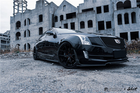 Cadillac ATS Turbo Luxury Performance Premium 2015 2016 2017 2018 2019 with Aftermarket Parts - Front Lip & Air Diverter Canards Carbon Fiber from Geex Village