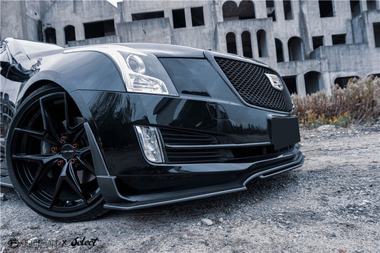 Cadillac ATS Turbo Luxury Performance Premium 2015 2016 2017 2018 2019 with Aftermarket Parts - Front Lip & Air Diverter Canards Carbon Fiber from Geex Village
