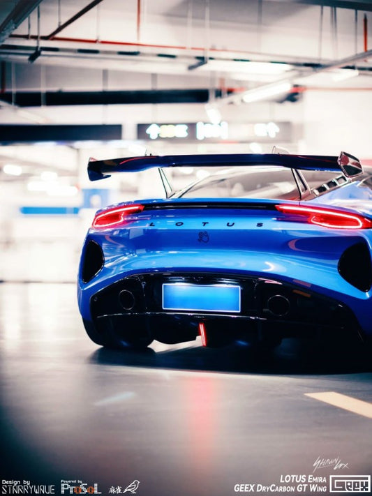 Lotus Emira 3.6 V6 2.0 Four-cylinder 2022-ON with Aftermarket Parts - GT4 Style Rear Wing Carbon Fiber from Geex Village