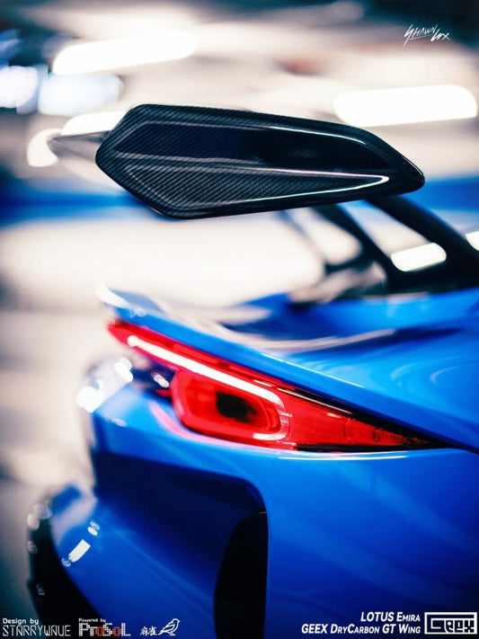 Lotus Emira 3.6 V6 2.0 Four-cylinder 2022-ON with Aftermarket Parts - GT4 Style Rear Wing Carbon Fiber from Geex Village
