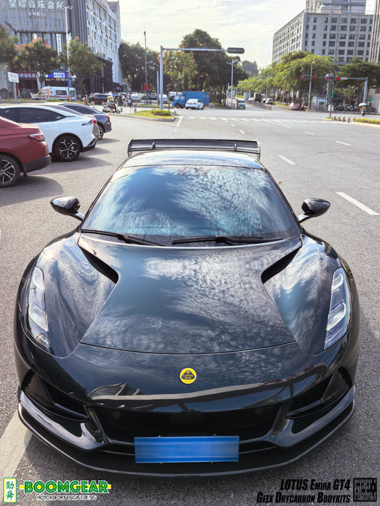 Lotus Emira 3.6 V6 2.0 Four-cylinder 2022-ON with Aftermarket Parts - GT4 Style Front Lip Carbon Fiber from Geex Village