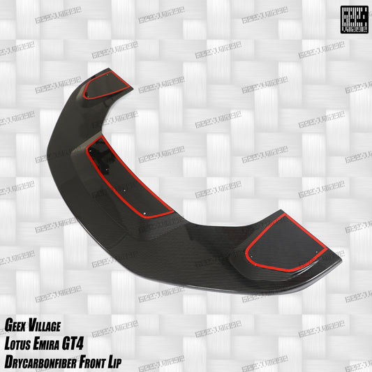 Lotus Emira 3.6 V6 2.0 Four-cylinder 2022-ON with Aftermarket Parts - GT4 Style Front Lip Carbon Fiber from Geex Village