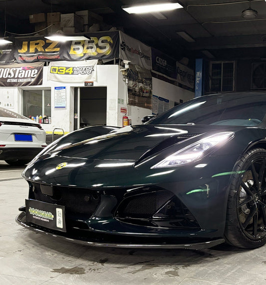Lotus Emira 3.6 V6 2.0 Four-cylinder 2022-ON with Aftermarket Parts - GT4 Style Front Lip Carbon Fiber from Geex Village