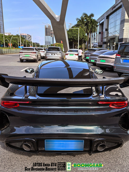 Lotus Emira 3.6 V6 2.0 Four-cylinder 2022-ON with Aftermarket Parts - GT4 Style Rear Wing Carbon Fiber from Geex Village