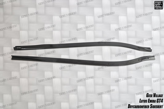 Lotus Emira 3.6 V6 2.0 Four-cylinder 2022-ON with Aftermarket Parts - GT4 Style Side Skirts Carbon Fiber from Geex Village