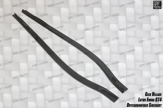Lotus Emira 3.6 V6 2.0 Four-cylinder 2022-ON with Aftermarket Parts - GT4 Style Side Skirts Carbon Fiber from Geex Village
