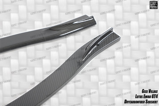 Lotus Emira 3.6 V6 2.0 Four-cylinder 2022-ON with Aftermarket Parts - GT4 Style Side Skirts Carbon Fiber from Geex Village