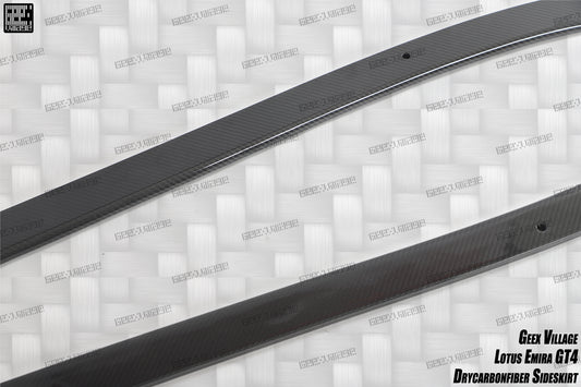 Lotus Emira 3.6 V6 2.0 Four-cylinder 2022-ON with Aftermarket Parts - GT4 Style Side Skirts Carbon Fiber from Geex Village
