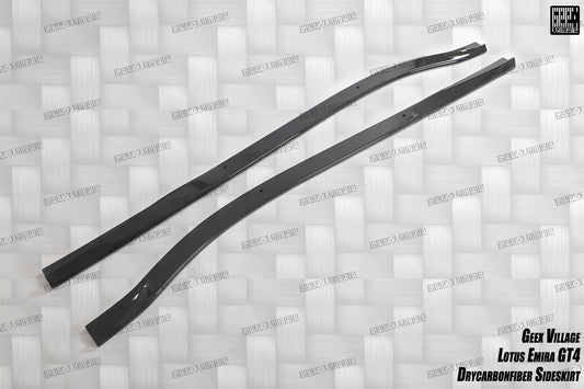 Lotus Emira 3.6 V6 2.0 Four-cylinder 2022-ON with Aftermarket Parts - GT4 Style Side Skirts Carbon Fiber from Geex Village