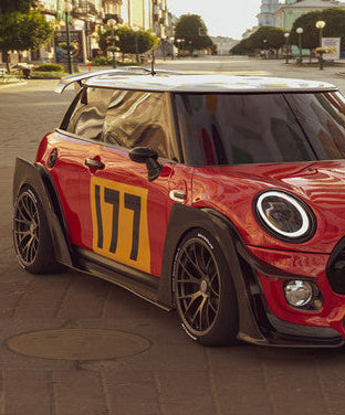 MINI Cooper JCW (John Cooper Works) S Base F56 LCI 2022-ON with Aftermarket Parts - Widebody Front Canards , Wheel Arches, and Rear Canards Carbon Fiber/FRP from Geex Village