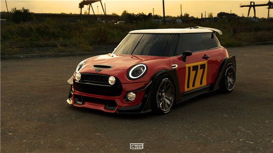 MINI Cooper JCW (John Cooper Works) S Base F56 LCI 2022-ON with Aftermarket Parts - Widebody Front Canards , Wheel Arches, and Rear Canards Carbon Fiber/FRP from Geex Village