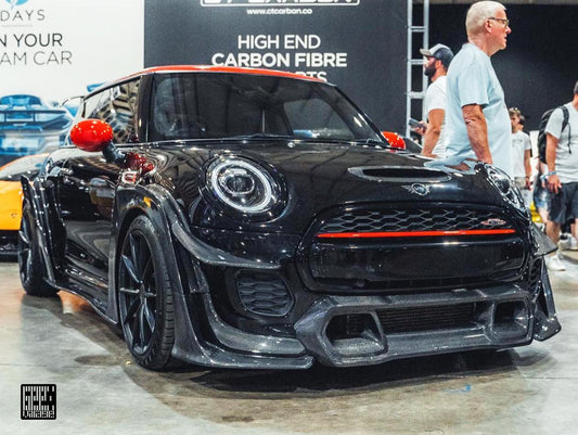 MINI Cooper JCW (John Cooper Works) S Base F56 LCI 2022-ON with Aftermarket Parts - Front Lip Carbon Fiber/FRP from Geex Village
