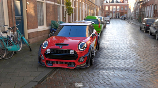 MINI Cooper JCW (John Cooper Works) S Base F56 LCI 2022-ON with Aftermarket Parts - Front Lip Carbon Fiber/FRP from Geex Village