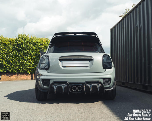 MINI Cooper JCW (John Cooper Works) S Base F56 2019 2020 2021 First LCI with Aftermarket Parts - Rear Diffuser & Rear Diffuser Side Extension Carbon Fiber/FRP from Geex Village