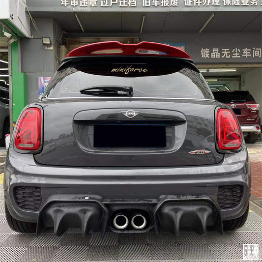 MINI Cooper JCW (John Cooper Works) S Base F56 2019 2020 2021 First LCI with Aftermarket Parts - Rear Diffuser & Rear Diffuser Side Extension Carbon Fiber/FRP from Geex Village