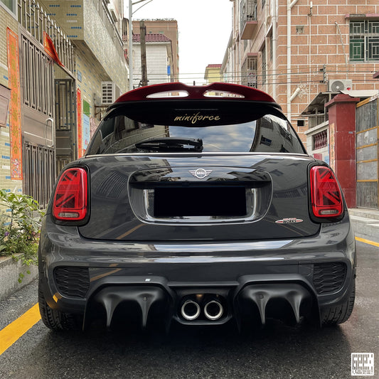 MINI Cooper JCW (John Cooper Works) S Base F56 2019 2020 2021 First LCI with Aftermarket Parts - Rear Diffuser & Rear Diffuser Side Extension Carbon Fiber/FRP from Geex Village