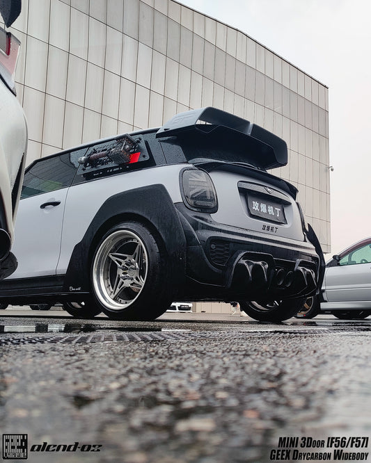 MINI Cooper JCW (John Cooper Works) S Base F56 2019 2020 2021 First LCI with Aftermarket Parts - Rear Diffuser & Rear Diffuser Side Extension Carbon Fiber/FRP from Geex Village
