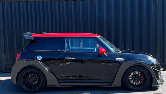 MINI Cooper JCW (John Cooper Works) S Base F56 LCI 2022-ON with Aftermarket Parts - Widebody Front Canards , Wheel Arches, and Rear Canards Carbon Fiber/FRP from Geex Village