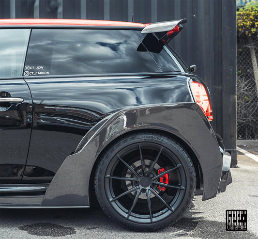 MINI Cooper JCW (John Cooper Works) S Base F56 LCI 2022-ON with Aftermarket Parts - Widebody Front Canards , Wheel Arches, and Rear Canards Carbon Fiber/FRP from Geex Village