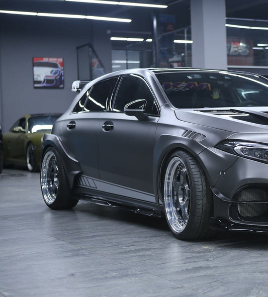 Mercedes Benz A-Class AMG A45 A35 A220 W177 V177 2019-ON with Aftermarket Parts - Blackseries Style Side Skirts Carbon Fiber from Geex Village