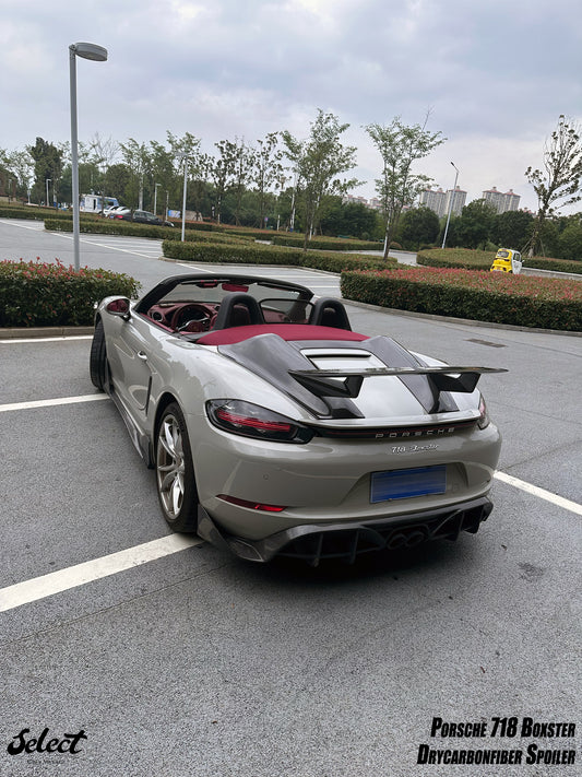Porsche 718 Boxster Base S T GTS Convertible 2017-ON with Aftermarket Parts - Tonneau Cover and Wing Carbon Fiber from Geex Village