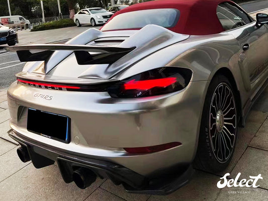 Porsche 718 Boxster Base S T GTS Convertible 2017-ON with Aftermarket Parts - Tonneau Cover and Wing Carbon Fiber from Geex Village