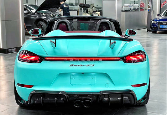 Porsche 718 Boxster Base S T GTS Convertible 2017-ON with Aftermarket Parts - Tonneau Cover and Wing Carbon Fiber from Geex Village