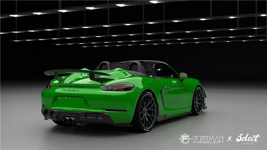 Porsche 718 Boxster Base S T GTS Convertible 2017-ON with Aftermarket Parts - Tonneau Cover and Wing Carbon Fiber from Geex Village