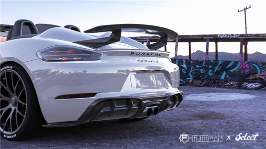 Porsche 718 Boxster Base S T GTS Convertible 2017-ON with Aftermarket Parts - Tonneau Cover and Wing Carbon Fiber from Geex Village