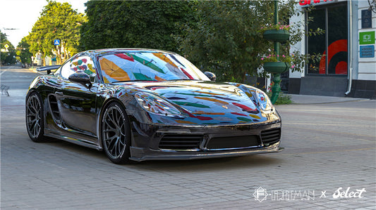 Porsche 718 Cayman Boxster Base S T 2017-ON with Aftermarket Parts - Front Lip Carbon Fiber from Geex Village
