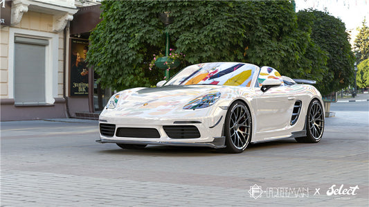 Porsche 718 Cayman Boxster Base S T 2017-ON with Aftermarket Parts - Front Lip Carbon Fiber from Geex Village