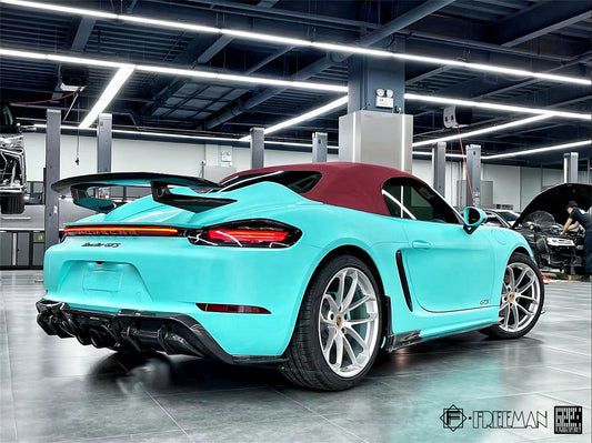 Porsche 718 Cayman Boxster Base S T GTS 2017-ON with Aftermarket Parts - Rear Diffuser Carbon Fiber from Geex Village