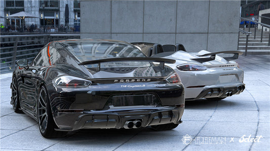 Porsche 718 Cayman Boxster Base S T GTS 2017-ON with Aftermarket Parts - Rear Diffuser Carbon Fiber from Geex Village
