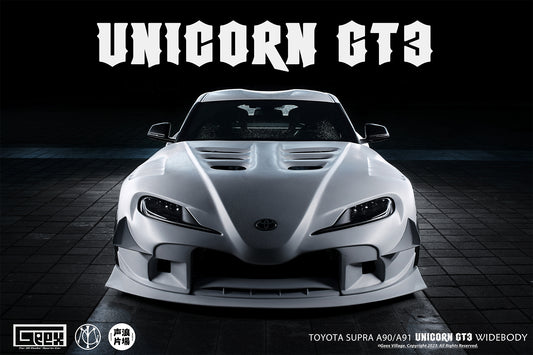 Toyota Supra MK5 A90 A91 3.0 2.0 2020-ON with Aftermarket Parts - Unicorn GT3 Clamshell Hood and Front Bumper & Steel Brackets and Cable for Clamshell Hood and Bumper Carbon Fiber/FRP/Steel from Geex Village