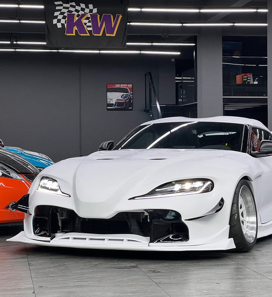 Toyota Supra MK5 A90 A91 3.0 2.0 2020-ON with Aftermarket Parts - Unicorn GT3 Widebody Front Lip Carbon Fiber/FRP from Geex Village