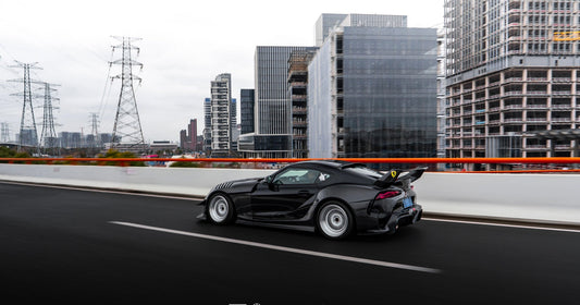 Toyota Supra MK5 A90 A91 3.0 2.0 2020-ON with Aftermarket Parts - Unicorn GT3 Widebody Fender Flares, Wheel Arches, and Side Skirts Carbon Fiber/FRP from Geex Village