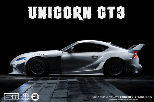Toyota Supra MK5 A90 A91 3.0 2.0 2020-ON with Aftermarket Parts - Unicorn GT3 Widebody Fender Flares, Wheel Arches, and Side Skirts Carbon Fiber/FRP from Geex Village