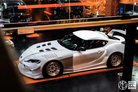 Toyota Supra MK5 A90 A91 3.0 2.0 2020-ON with Aftermarket Parts - Unicorn GT3 Widebody Fender Flares, Wheel Arches, and Side Skirts Carbon Fiber/FRP from Geex Village
