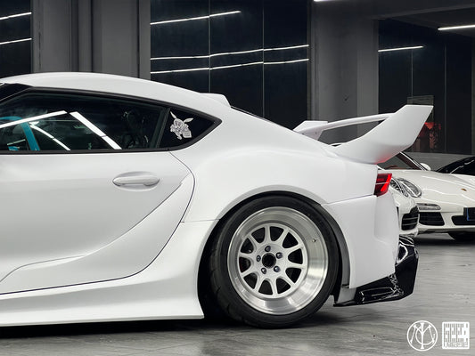 Toyota Supra MK5 A90 A91 3.0 2.0 2020-ON with Aftermarket Parts - Unicorn GT3 Widebody Fender Flares, Wheel Arches, and Side Skirts Carbon Fiber/FRP from Geex Village