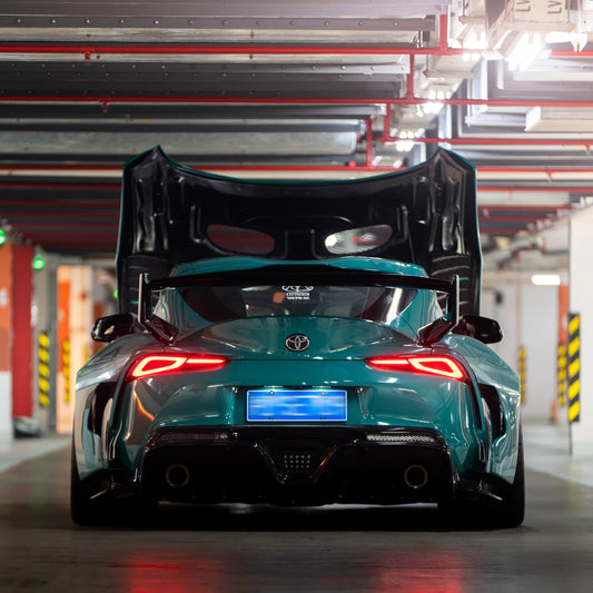 Toyota Supra MK5 A90 A91 3.0 2.0 Coupe 2020-ON with Aftermarket Parts - Unicorn GT3 Widebody Rear Wing Carbon Fiber/FRP from Geex Village