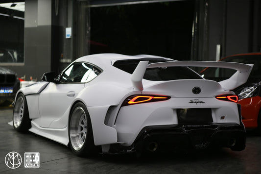 Toyota Supra MK5 A90 A91 3.0 2.0 Coupe 2020-ON with Aftermarket Parts - Unicorn GT3 Widebody Rear Wing Carbon Fiber/FRP from Geex Village