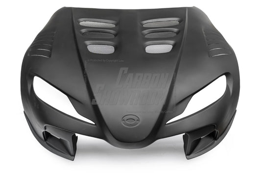 Toyota Supra MK5 A90 A91 3.0 2.0 2020-ON with Aftermarket Parts - Unicorn GT3 Clamshell Hood and Front Bumper & Steel Brackets and Cable for Clamshell Hood and Bumper Carbon Fiber/FRP/Steel from Geex Village