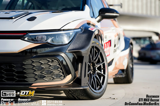 Volkswagen Golf GTI & R-Line MK8 MK8.5 2022-ON with Aftermarket Parts - Front Fender Flares and Front Splitters Set Carbon Fiber from Geex Village