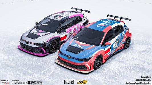 Volkswagen Golf GTI & R-Line MK8 MK8.5 2022-ON with Aftermarket Parts - Front Fender Flares and Front Splitters Set Carbon Fiber from Geex Village