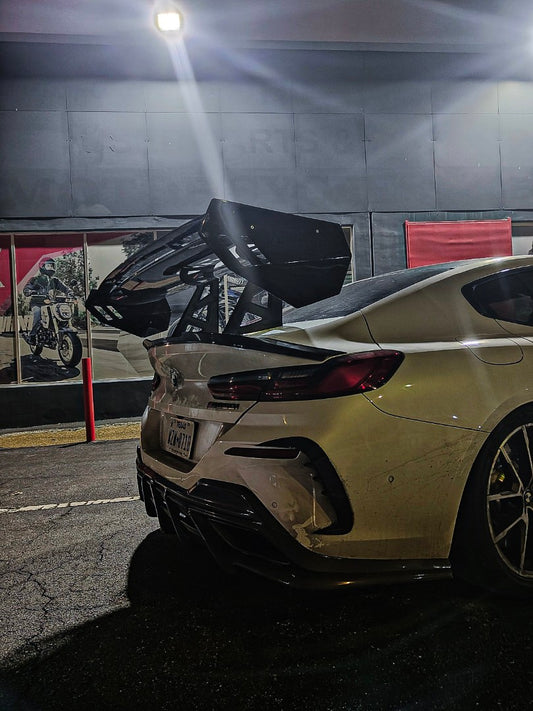 BMW 8 Series M850 840 (With M-Package Bumper) G14 G15 G16 2018 2019 2020 2021 2022 2023 2024 with Aftermarket Parts - Rear Bumper Canards Pre-preg Carbon Fiber from Karbel Carbon